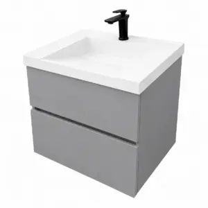 Сив шкаф за баня от ПВЦ с бяла мивка Cremona 60 Gray