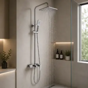 Хромиран душ за баня с пита, ръчен душ и чучур Pergola Rain Chrome