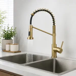 Златен кухненски смесител Maximus New Gold с душ функция