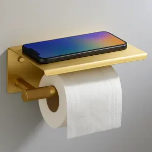 Златен държач за тоалетна хартия + поставка за телефон Vivo Gold
