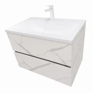 Мебел за баня 70х45 см с две чекмеджета мраморен ефект Mila Marble бяла мивка