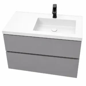 ПВЦ шкаф за баня 80х45 см сив цвят Gray бяла мивка с плот Porto R