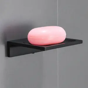 Масивна черна сапунерка със скрит монтаж Eterno Black