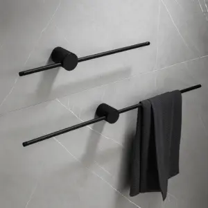 Двоен регулируем държач за кърпи черен мат Aurea Black 40 см