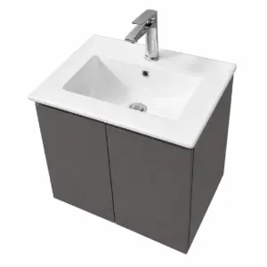 ПВЦ шкаф за баня цвят антрацит с бяла мивка ALBA 50 Anthracite