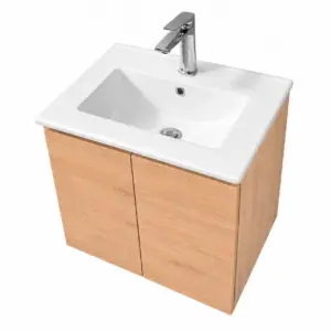 ПВЦ шкаф за баня цвят дървесен с бяла мивка ALBA 50 Corbridge