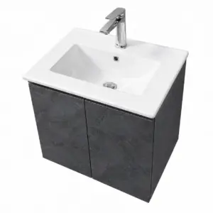 ПВЦ шкаф за баня цвят графит с бяла мивка ALBA 50 Graphite