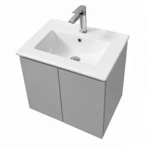ПВЦ шкаф за баня цвят сив с бяла мивка ALBA 50 Gray