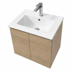 ПВЦ шкаф за баня с цвят Дъб с бяла мивка ALBA 50 OAK