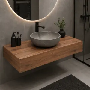 ПВЦ плот за мивка тип купа дървесен 50x40 орех