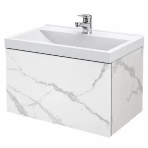 PVC шкаф за баня с чекмедже в цвят мрамор 60x40 см